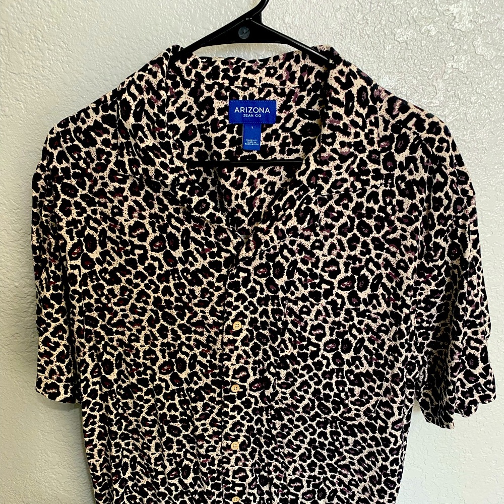 Cheetah print large button up